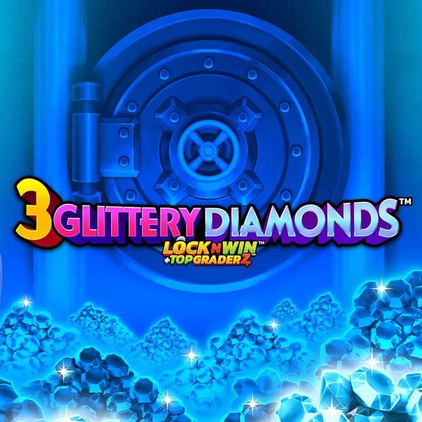 Official Slots logo: 3 Glittery Diamonds by PearFiction Studios at Bonuskong Casino