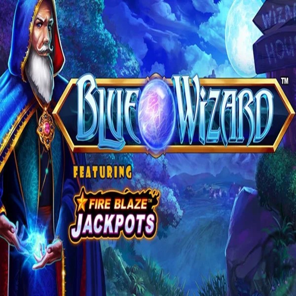 Blue Wizard Fire Blaze Jackpots slot icon by Rarestone Gaming, available at Bonuskong Casino